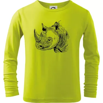 Dětská móda Nosorožec černobílý (Pecka design) - Triko dětské Long Sleeve - 104-110cm / 3-4 roky ( Limetková )