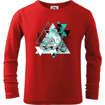 Chlapecké tričko Bílý nosorožec (Pecka design) - Triko dětské Long Sleeve - 104-110cm / 3-4 roky ( Červená )