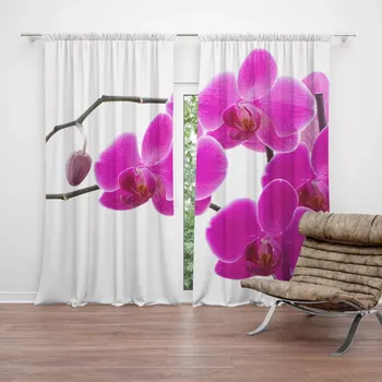 Závěs Sablio Závěs Fialové orchideje: 2ks 140x250cm