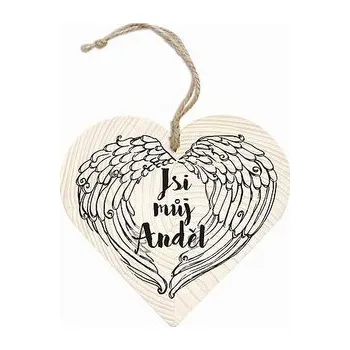 Bohemia Gifts Dekorační dřevěné srdce 12 cm – Jsi můj anděl