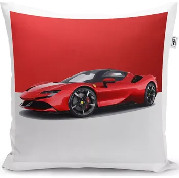 Polštář Sablio Polštář Ferrari na červenobílé - 40x40 cm