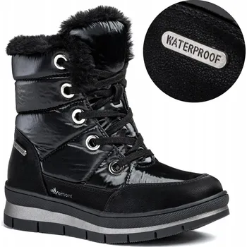Dámská obuv Sněhule pohodlné černé kotníkové boty VODĚODOLNÉ módní teplé boty lehké Vemont