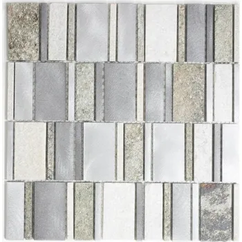 Mozaika WzorcowniaStudio 29,8 x 29,4 cm, odstíny šedé a stříbrné