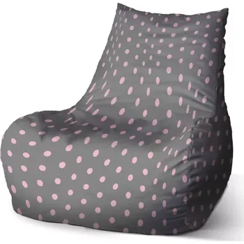 Sedací pytel Sablio Sedací vak Bean Růžové puntíky na šedé - 100 x 90 x 45 cm