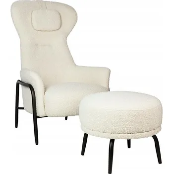 Křeslo Křeslo TEDDY GRAND béžové s podnožkou