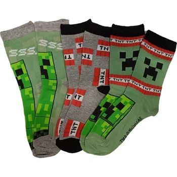Ponožky ponožky MINECRAFT CREEPER ponožky chlapecké 3-balení 27/30