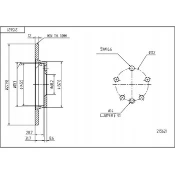 Brzdový kotouč Hart 215 621 Brzdový kotouč