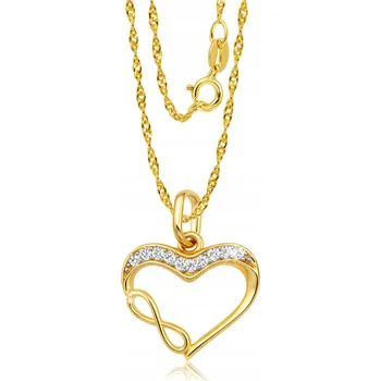 Náhrdelník Zlatý Náhrdelník 585 Kroucený Řetízek Srdce ZLATO 585 14K