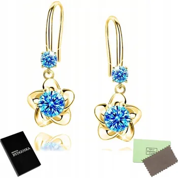 Náušnice ZLATÉ STŘÍBRNÉ NÁUŠNICE VISACÍ DÁMSKÉ STŘÍBRO 925