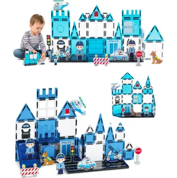 ostatní stavebnice MAGNETICKÉ STAVEBNÍ STAVEBNICE 2D 3D Policie 42 dílků pro chlapce