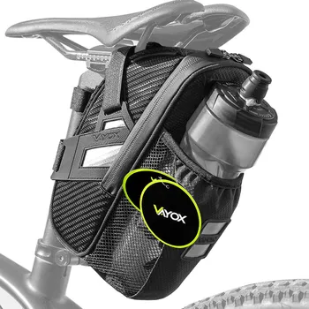 brašna na kolo VAYOX Cyklistická podsedlová brašna VA0349 s držákem na láhev voděodolná 1,5L 1,5 LITRU ČERNÁ