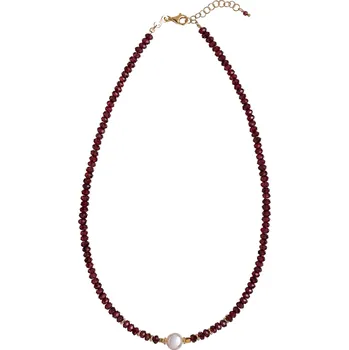 Náhrdelník Korálkový náhrdelník z granátu s pravou perlou AL4107-Oro-Granato Alisia