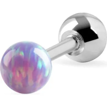 Náušnice Piercingová náušnice s fialovým syntetickým opálem Troli