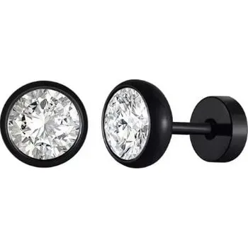 Náušnice Slušivé černé náušnice z oceli s krystalem Troli