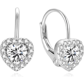 Náušnice Něžné stříbrné náušnice ve tvaru srdíček AGUC2591DL Beneto