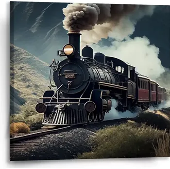 Obraz Sablio Obraz Parní lokomotiva v horách - 50x50 cm