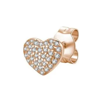 Náušnice Bronzová single náušnice Srdíčko se zirkony Storie RZO047 Rosato