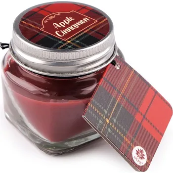 Svíčka Malá vonná svíčka ve skle s jmenovkou - 30 (Holliday hug) červená tmavá