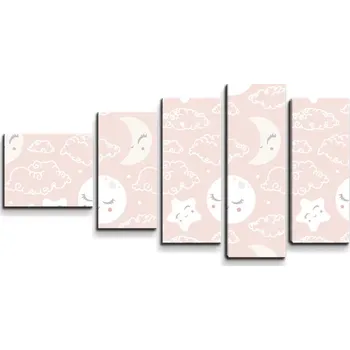 Obraz Sablio Obraz - 5-dílný Mráčky a měsíc - 100x60 cm