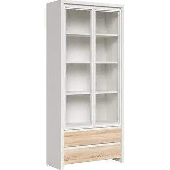 Knihovna Vitrína Kaspian - Black Red White - BRW Bílý/Dub sonoma 90x200.5 cm