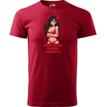 Sablio Tričko s potiskem Dnes budu hodně zlobivá - červené 5XL