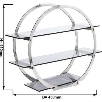 Vinotéka G.Gastro SILVER LINE Round Buffet Display Stand with 3 Plexiglas (Acrylic) Shelves – Chrome - Ø450 × 220 × 450 mm