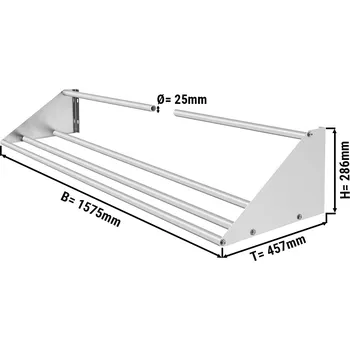 Vinotéka G.Gastro Commercial Stainless Steel Wall Shelf for Dishwasher Racks – 1575x457x286mm - 50 kg load