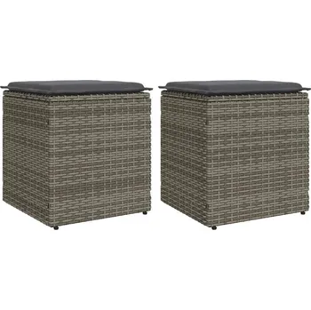 Otoman zahrada-XL Zahradní stoličky s poduškami šedé 40x40x43 cm polyratan 4104041