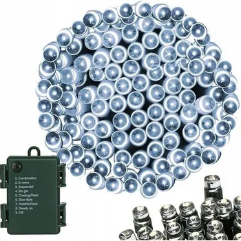 Vánoce Vánoční Osvětlení Na Stromeček na baterie 100 Bílá Studená 10 m IP44 Časovač 8 režimů