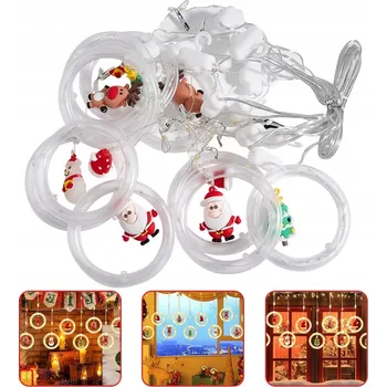 Vánoční dekorace SVĚTELNÝ LED ZÁVĚS VÁNOČNÍ 10 KRUHŮ S FIGURKAMI NAPÁJENÍ USB