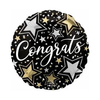 Balónek Fóliový balónek "Gratulace - Hvězdičky", Amscan, 45 cm, kulatý