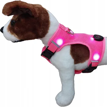 Postroj pro psa SVÍTÍCÍ POSTROJ PRO PSA BEZTLAKOVÝ RŮŽOVÝ LEHKÝ POSTROJ PRO VELKÉ PSY L