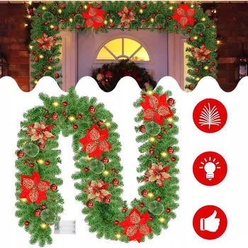 Vánoční dekorace VÁNOČNÍ GIRLANDA, 2,7 M, VÁNOČNÍ DEKORACE, GIRLANDA SE SVĚTÝLKY
