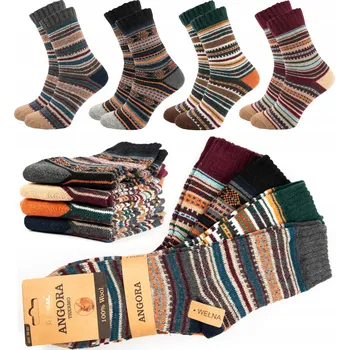 Pánské oblečení Teplé pánské ponožky BEZTLAKOVÉ Vlněné termo 4 páry zimní