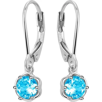 Náušnice Slušivé stříbrné náušnice s modrými zirkony AGUC3340-LB Beneto