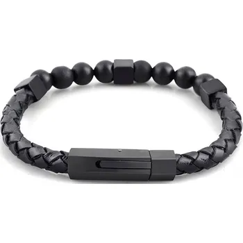 Náramek Černý stylový náramek Leather Troli