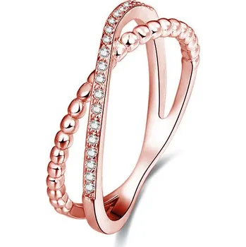 Prsten Růžově pozlacený dvojitý prsten ze stříbra AGG195 Beneto / Obvod: 58 mm - 58 mm