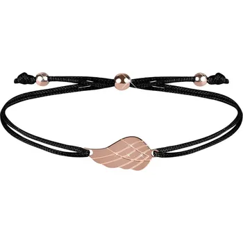 Náramek Šňůrkový náramek s andělským křídlem černá/bronzová Troli
