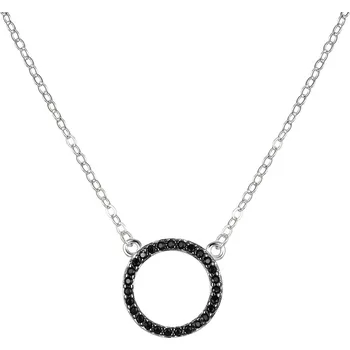 Náhrdelník Stříbrný náhrdelník s černými zirkony Kroužek AGT-N004BK Agato