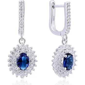 Náušnice Oslňující stříbrné náušnice s modrými zirkony AGUC2247 Beneto