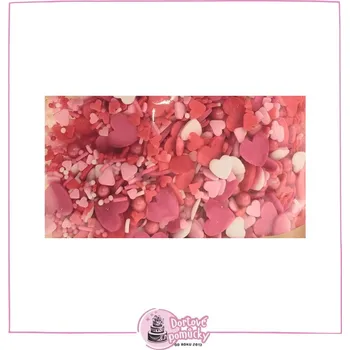 Jedlá dekorace na dort Cukrový posyp valentýnský mix – růžovo-bílo-červený (50 g)