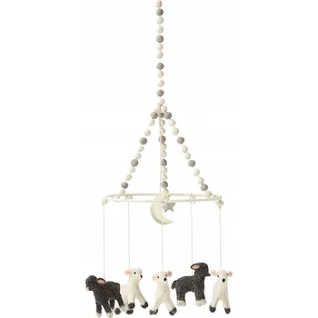 Kolotoč nad postýlku Kolotoč nad postýlku Ovečky plstěný dřevěný ruční výroba dekorace do pokoje