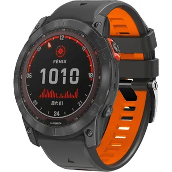 Ostatní příslušenství k chytrým hodinkám VSECHNONAMOBIL 128047 SPORTY QUICK FIT Vyměnitelný silikonový řemínek Garmin – šířka 22 mm GREY-ORANGE