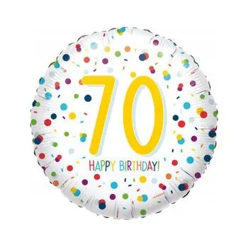 Balónek Fóliový balónek 43 cm s potiskem číslo 70 Happy Birthday