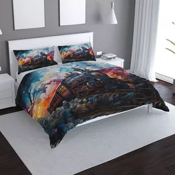 Povlečení Sablio Povlečení Parní lokomotiva v kouzelné krajině - 140x220 / 90x70