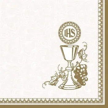 Papírový ubrousek Ubrousky k prvnímu svatému přijímání 3vrstvé bílé s kalichem 20 ks