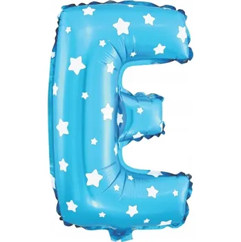 Balónek Fóliový balónek písmeno "E" modrý s hvězdičkami 40 cm