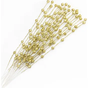 umělá květina Zlaté brokátové větvičky s kuličkami, dlouhé 40 cm, SVAZEK 45-50 kusů, dekorativní