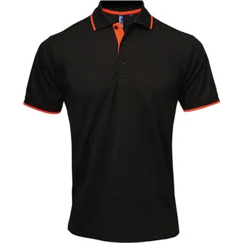 Pánské tričko Premier Workwear Pánské funkční polo triko PR618 Black-Orange -ca. Pantone 1655 L