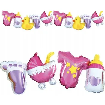 Balónek BALÓNKY na BABY SHOWER KOČÁREK GIRLANDA růžová 192cm